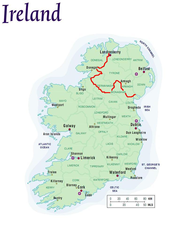 Карта ирландии на английском